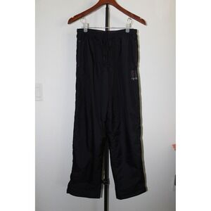 VTG Nike Black Nylon Track Pants Pink/Purple Contrast Stitching Wide Leg XL